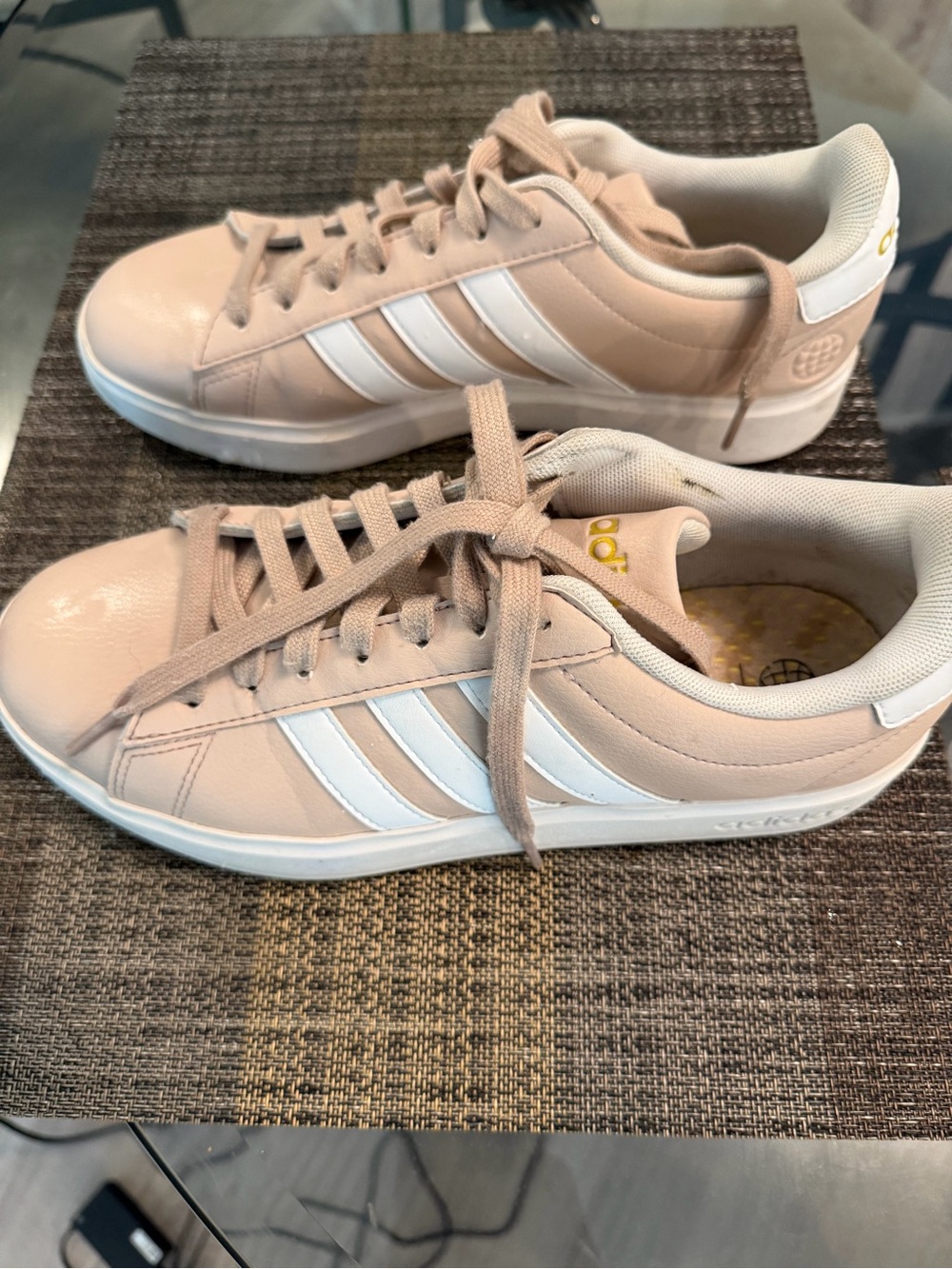 adidas Women's Blush Pink Low-Top Sneakers with White Stripes - Picture 6 of 6